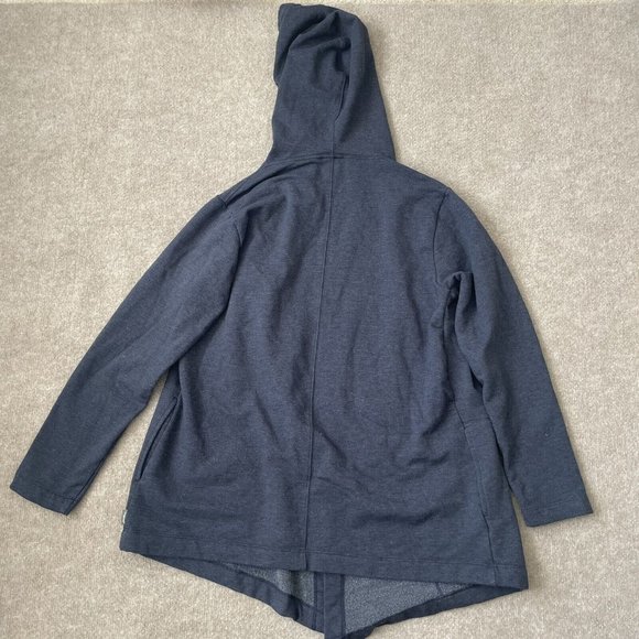 Eddie Bauer Sweatshirt Cardigan Hoodie Womens XS Blue Open Front Pockets Jacket - Picture 8 of 8